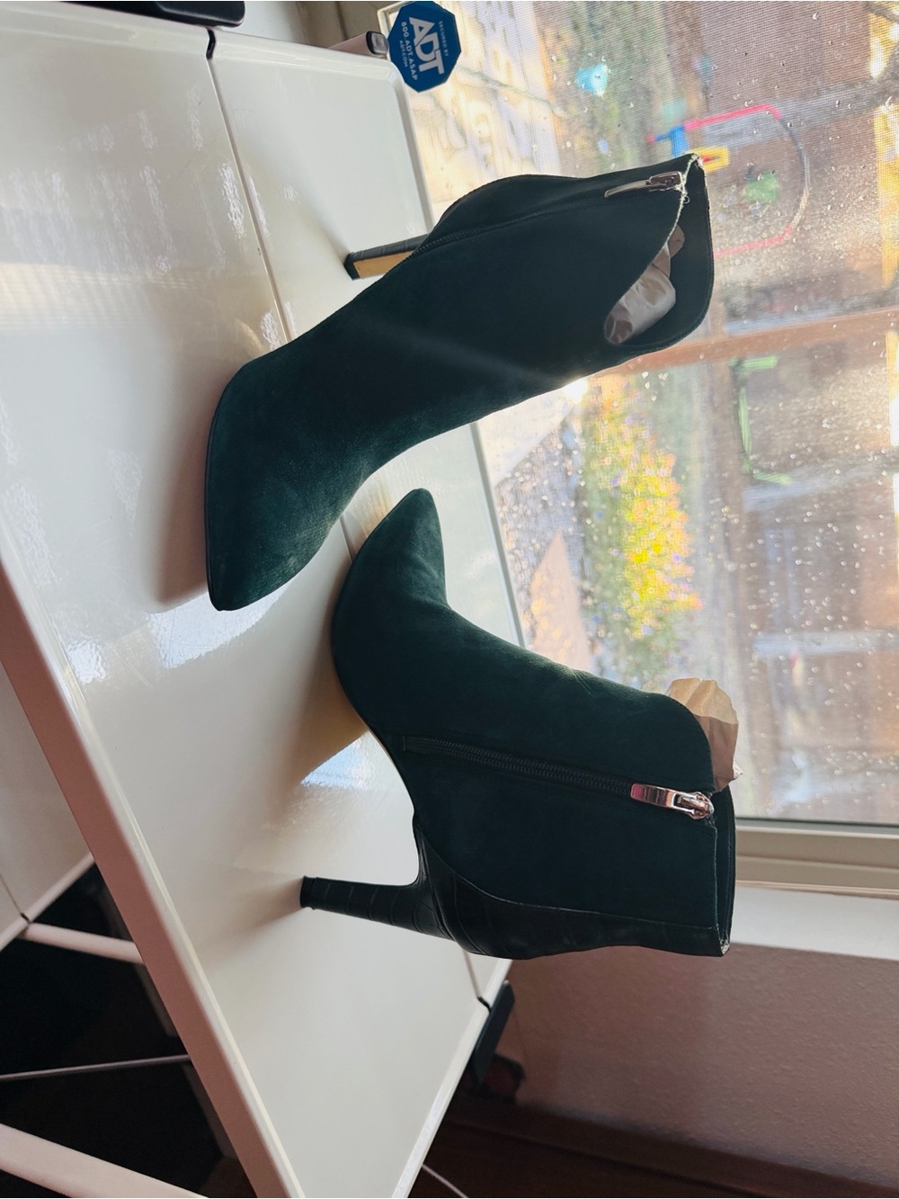 Dark Teal Nine West Black Pointed Toe Suede Stiletto Ankle Boots
